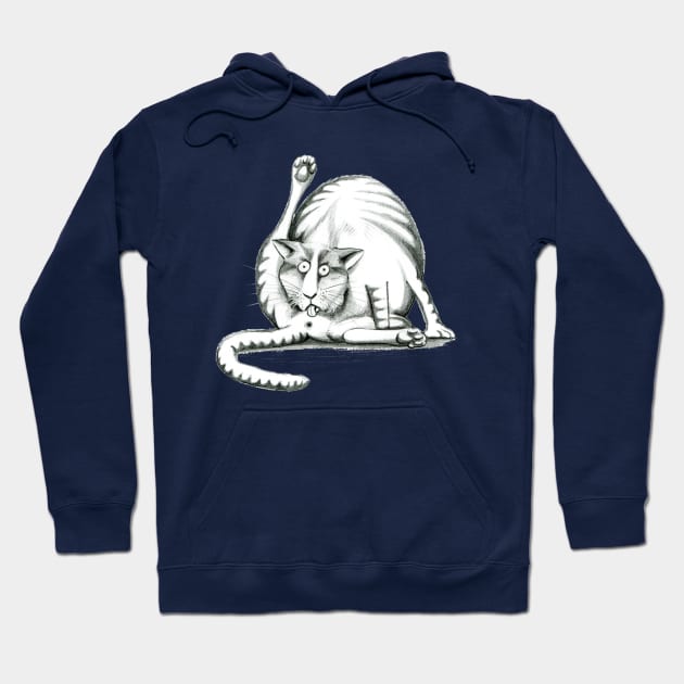 Cat licking its butt Hoodie by Darwin Soup